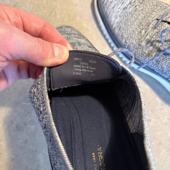 Cole Haan ZERØGRAND Knit Oxford Shoes Blue Gray | Men display picture 3